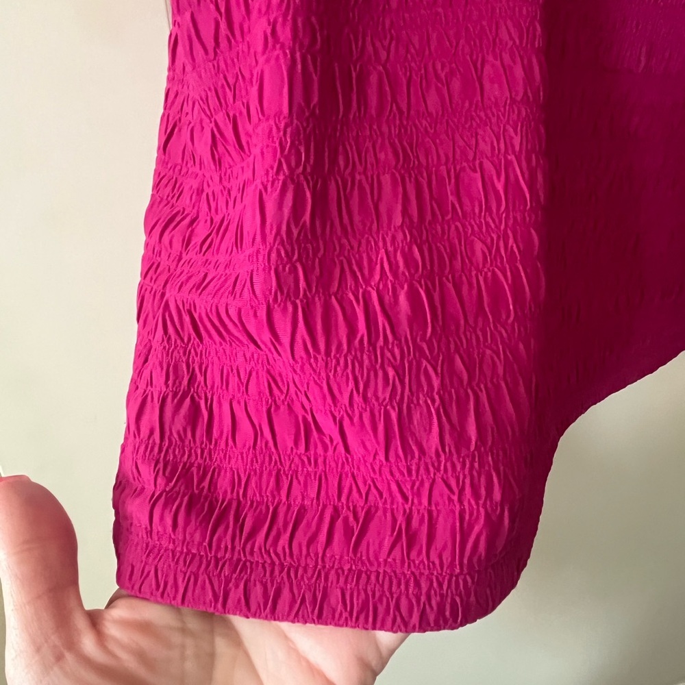East 5th Fuchsia Textured Short Sleeve Blouse Women’s Size XLarge - Picture 2 of 13